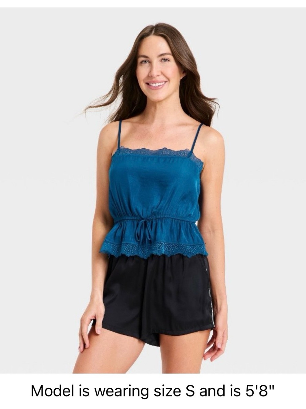 Lace-Trim Satin camisole cropped top